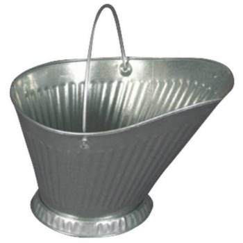 Gray Metal Galvanized Steel Coal Hod with Bail Handle