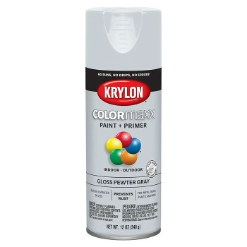 Krylon COLORmaxx Spray Paint, Gloss Pewter Gray - 12 oz