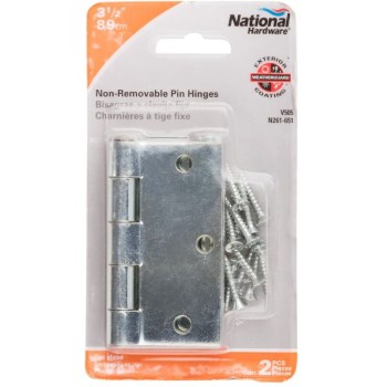 Non-Removable Pin Hinge, Zinc Plated ~ 3 1/2"