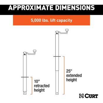 Curt A-Frame Trailer Jack, Top Handle - 5,000 Lb, 15" Travel