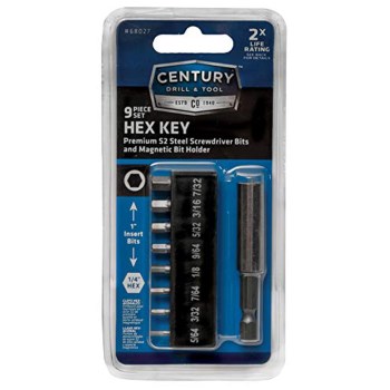 Century Drill S2 Steel Hex Key Insert Bit Set - 7 piece set