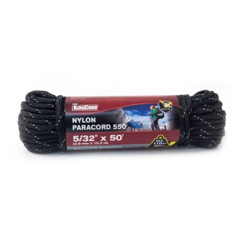 Mibro Reflective Paracord 550, Black - 5/32" x 50 Ft