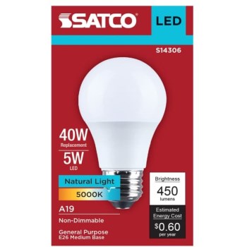 9W A19 LED Bulb - 5000K Daylight