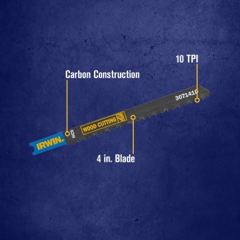 Jigsaw Blade, Carbon, 10 TPI - 4", U-Shank, 2pk