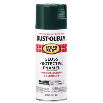 Stops Rust Enamel Spray, Satin Dark Hunter Green - 12 oz
