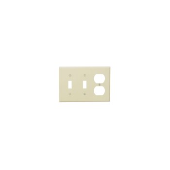 Combo Wall Plate, Ivory - 3-Gang, 2-Toggle, 1-Duplex
