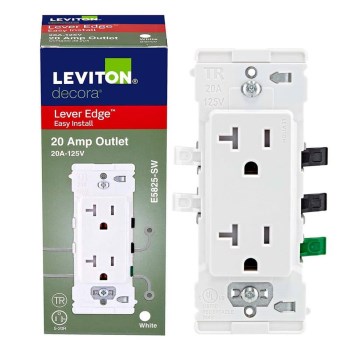 Decora Lever Edge Outlet, White - 20 Amp