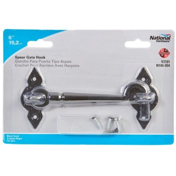 Spear Design Gate Hook,  Black ~ 6"
