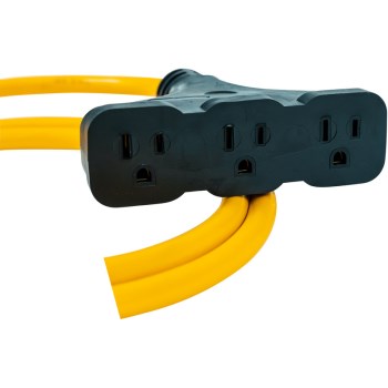 12/3 SJTW GFCI Tri-Tap Extension Cord - 6 Ft, Yellow