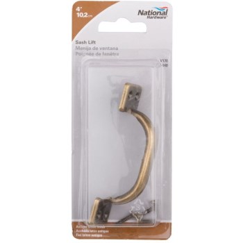 Antique Brass Bar Type Sash Lift, Visual Pack 170 4 inches 