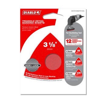 Triangle Sanding Sheets, Assorted Grit - 12pk