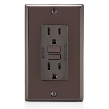GFCI Outlet, Self Test - 15 Amp, Brown