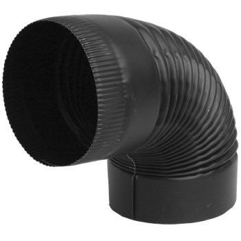 Black Corrugated Crimped End Elbow ~ 90 Degrees