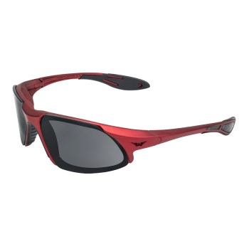 Code-8 Safety Glasses, Red Metallic - Smoke Lens