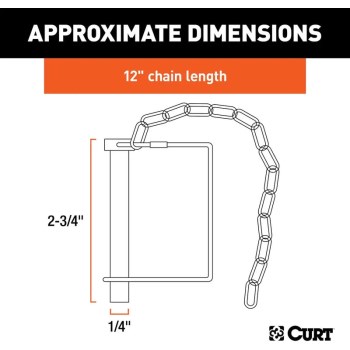 Curt Safety Pin with Chain - 1/4" x 2-3/4", 12" Chain