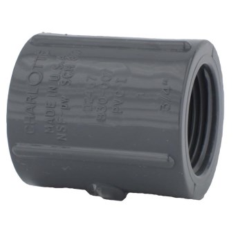Charlotte Pipe PVC Sch 80 Coupling, FPT x FPT - 1/2"