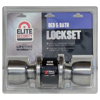 Elite Security Privacy Ball Knob, Satin Nickel