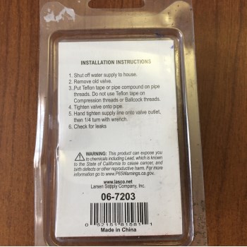 Larsen Angle Stop Valve, Chrome - 1/2" FIP x 3/8" OD