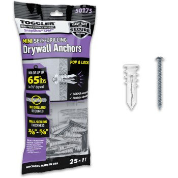 SnapSkru Mini Self-Drilling Drywall Anchor (25 pack)  #6 x 1-1/4"