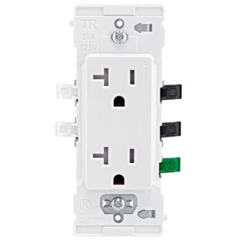 Decora Lever Edge Outlet, White - 20 Amp