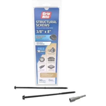 Grip Rite Structural Screw - 3/8" x 8", 20pk