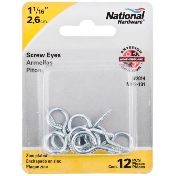 Large Eye Screw Eye,  Zinc Plated ~ #14 Size  1 1/16"