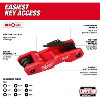 SAE Folding Hex Key Set - 9pc