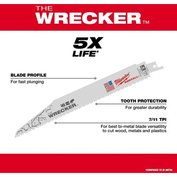 Sawzall Blade, 8 Teeth 6"