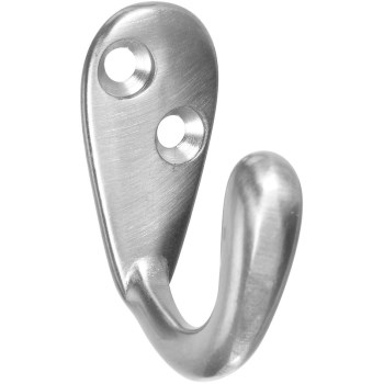 Single Prong Robe Hook, Satin Nickel