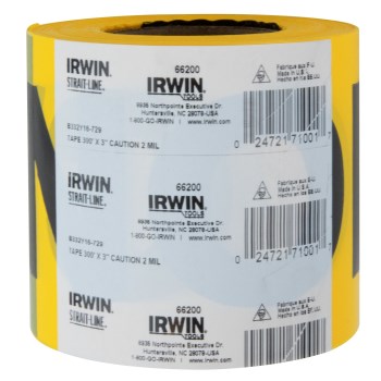 Irwin Caution Barrier Tape  Yellow/Black   3" x 300 Ft