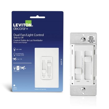 Fan Light Switch, Dimmable - White
