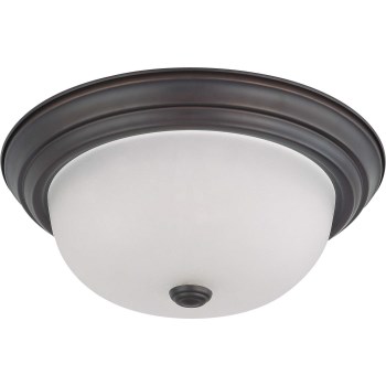 Satco Nuvo 2-Light Flush Mount, Bronze - 13"