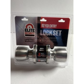 Elite Security Entry Ball Knob, Satin Nickel - 2pk