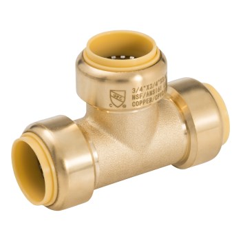 Push Fit Brass Tee - 3/4" x 3/4" x 3/4"