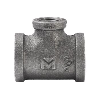 Anvil/Mueller Reducing Tee, Black - 1" x 1" x 1/2"