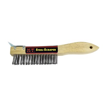 K-T Industries Shoe Handle Wire Brush with Scraper