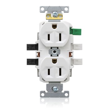 Leviton Lever Edge Commercial Duplex Receptacle, White - 15 Amp