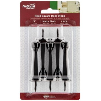 Rigid Square Door Stop, Matte Black - 3"