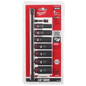 Milwaukee Shockwave 3/8" Metric Deep Socket Set - 8pc