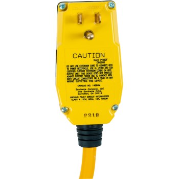 12/3 SJTW GFCI Tri-Tap Extension Cord - 6 Ft, Yellow