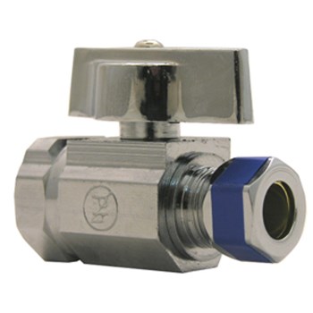 1/4-Turn Ball Valve Straight Stop - 1/2" IP x 3/8" OD x 1/4" T