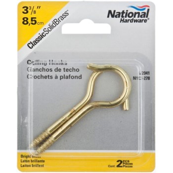 Satin Brass Ceiling Hook, Visual Pack 2041 #6 