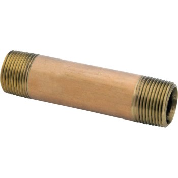 Red Brass Pipe Nipple - 1/2" x 3"