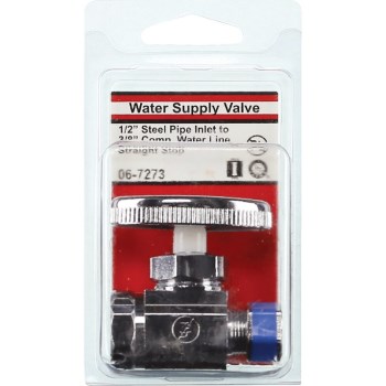 Straight Stop Valve, Chrome - 1/2" FIP x 3/8" Comp