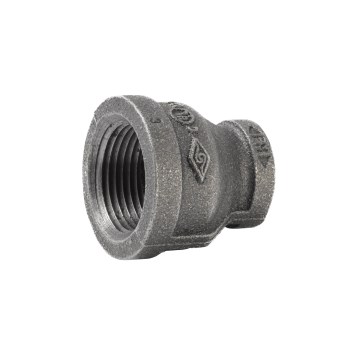 Anvil/Mueller Malleable Reducing Coupling, Black - 1" x 1/2"
