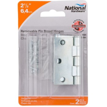 Loose-Pin Broad Hinges, Zinc ~ 2 1/2"