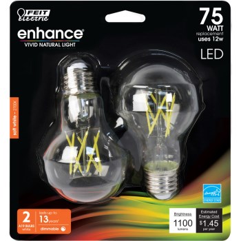 LED A19 Bulb, Soft White - 60W Equivalent, 2pk