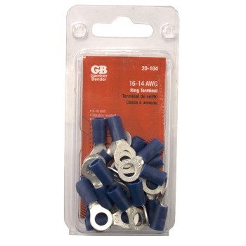 Vinyl Ring Terminal, Blue 16-14 AWG - #8-10 Stud, 22pk