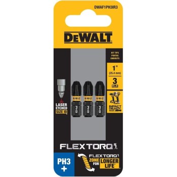 DeWalt FlexTorq Phillips #3 Insert Bit - 1", 3pk