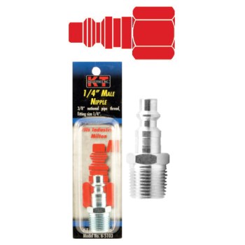 K-T Ind Industrial Air Nipple - 3/8" Male NPT x 1/4"